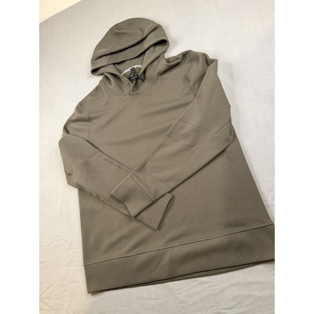 LULULEMON Shift Stitch Hoodie Mens Medium Green Waffle Knit Pullover Performance - Picture 5 of 11
